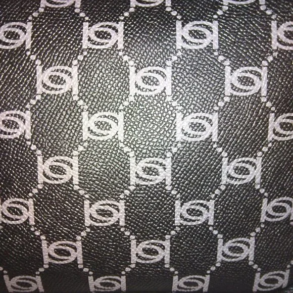 BEBE BLACK & GRAY GOLD MONOGRAM LEATHER CAMERA BAG CROSSBODY PURSE - NWT - Picture 4 of 12